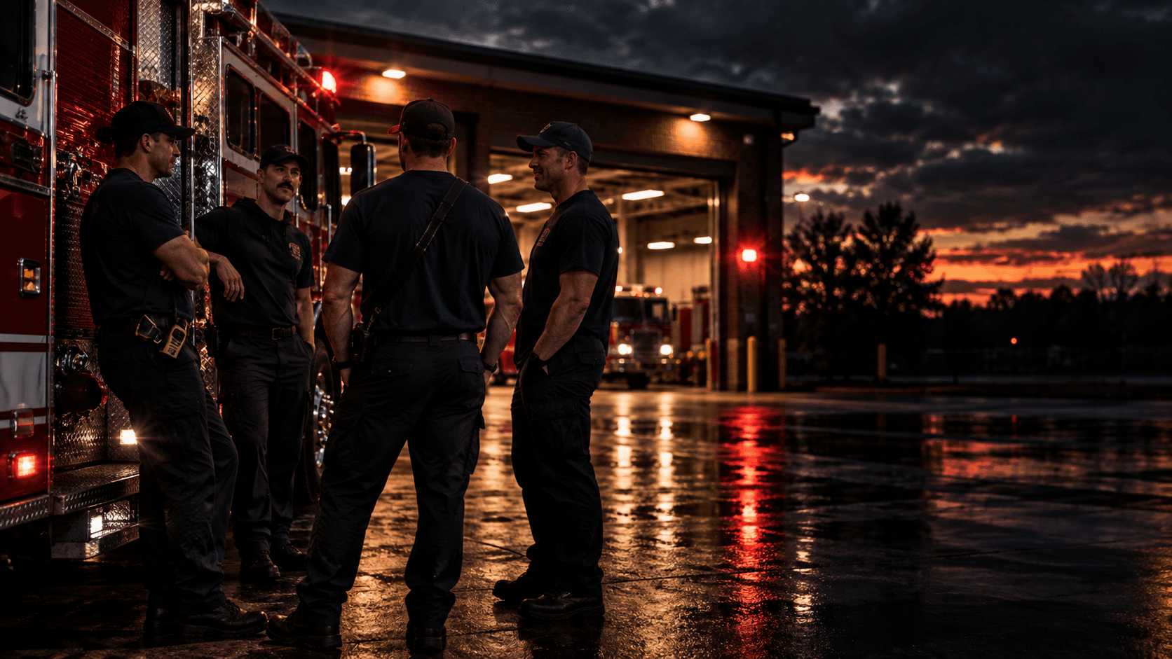 Fire department team together